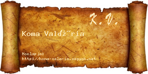 Koma Valéria névjegykártya
